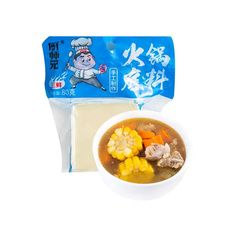 Tianchu 80g High Quality and Hot Selling Food Seasoning Three Fresh Hotpot Soup Base For Supermarket Hot Pot Seasoning