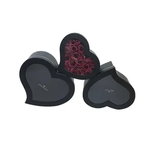 Luxury black soap rose jewelry packaging caja para anillos roja de rosas heart shaped gift boxes for present