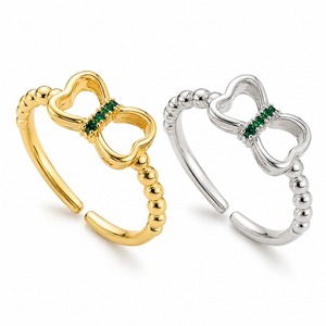 Anello Aperto a Forma di Fiocco con Dettagli Scintillanti, Design Elegante, Accessori di Moda per Donne - Product Image 4