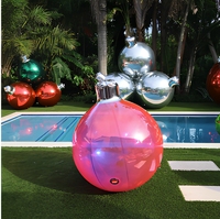 Boule de Noël géante rouge brillante gonflable réutilisable, grande boule miroir pour les événements de Noël et de mariage, PVC réfléchissant, fournitures promotionnelles pour fêtes