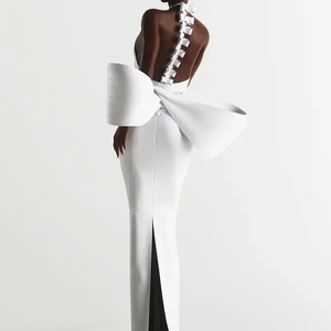 Kim Kardashian Dress - White Black Cotton Spandex Fit