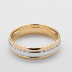 Maiyiジェムカスタムメンズリングゴールド18KゴールドAu750ホワイト/イエローゴールドツートンウェディングリング男性用 - Product Image 2