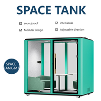 Cabine de bureau insonorisée moderne avec porte vitrée, éclairage LED intégré, banquette et panneau acoustique pour salle de réunion, entrepôt, salon, 32 dB