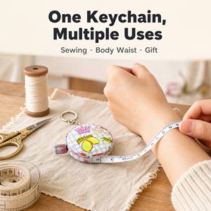 Mini Embroidery Leather <b>Tape</b> Measure Keychain Key Ring Retractable Soft <b>Measuring</b> <b>Tape</b> for Sewing <b>Body</b> Waist - Product Image 5