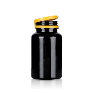 Envases de pastillas de plástico negro PET, botellas de tabletas, embalaje de suplementos, envases de vitaminas, tapa superior abatible - Product Image 2