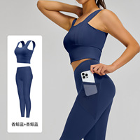 Ensemble de sport pour femme XL, style européen et américain, couleur unie, design dos élégant, antichoc, taille élastique, léger, en maille