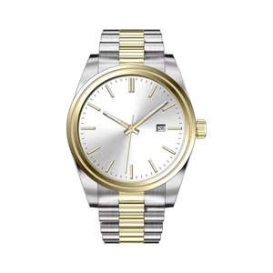 Montre à quartz pour homme en acier inoxydable avec cadran noir de 40 mm, mouvement multicolore classique et populaire, bracelet de 20 mm, verre - Product Image 5