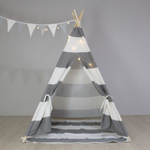 Tente <span class=keywords><strong>Tipi</strong></span> d'été en toile de coton biologique 240 g/m² pour enfants, <span class=keywords><strong>avec</strong></span> structure en pin 120x120 cm, une chambre, <span class=keywords><strong>matelas</strong></span> rembourré antidérapant – Vente en gros - Product Image 4