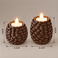 Porte-bougie créatif en forme de pomme de pin de Noël imprimé en 3D en PLA écologique, lot de 2 pour bougies chauffe-plat LED, décoration festive de table sur le thème de la forêt, OEM