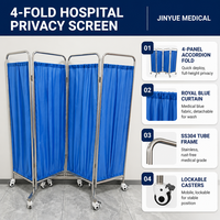 Paravent pliable bleu pour la protection de la vie privée, panneau de séparation médical, cloison d'isolation en acier inoxydable pour salle d'examen clinique