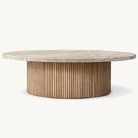 Rhoohill-Table basse ronde de haute qualité en chêne blanc avec marbre naturel, style américain personnalisé