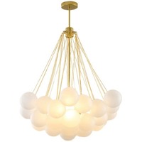 Lampes suspendues créatives Bubble E27, abat-jour en verre rond avec cadre en fer, éclairage suspendu nordique pour salon
