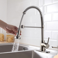 Robinet de cuisine en cuivre avec douchette extractible, mitigeur eau chaude et froide, finition brossée