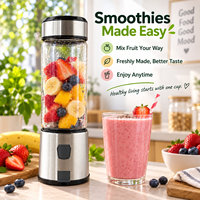 Mixeur portable rechargeable USB en acier inoxydable de qualité supérieure, pour smoothies, avec fonction jus en un clic, idéal pour la maison, la cuisine, les voyages et le bureau