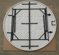 Table de fête ronde en plastique HDPE, de 4 et 6 pieds, à l'extérieur, blanc, semi-pliable