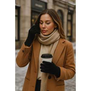 Guantes Unisex de Algodón Tejido Color Blanco Roto para Deportes, Esquí, Uso Diario y al Aire Libre, Suaves y Cómodos-Eld01 - Product Image 5