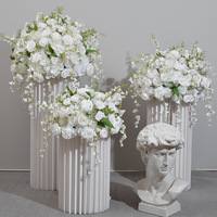 F-FC020 Grande boule de fleurs décorative blanche et verte, boule de fleurs artificielle en soie, centre de table pour arrangements de mariage