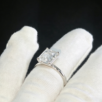Bijoux fins, bague solitaire en argent sterling 925 avec moissanite taille émeraude GRA 3 carats, classique, 4 griffes, bague de promesse de mariage pour femmes