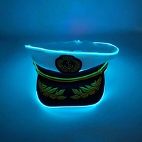 CARDSILK Cadeaux promotionnels pour fêtes et célébrations, Casquette marine lumineuse à LED avec emblème ancre et laurier pour spectacle
