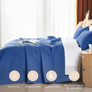 Juego de Ropa de Cama de 3 Piezas de Estilo Nórdico, Color Sólido, con Relieve, Tamaño Queen, Cubrecama, Fundas de Almohada, Resistente a las Arrugas, Cubrecama de Poliéster - Product Image 4