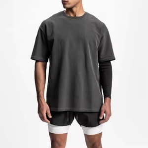 T-shirt Homme Oversize Coupe Boxy Épaules Tombantes Style Streetwear Qualité Supérieure Logo Personnalisé T-shirt Uni Homme - Product Image 1