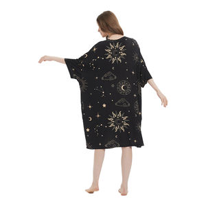 Usine chinoise de pyjamas imprimés avec poche, chemise de nuit grande taille pour <span class=keywords><strong>femme</strong></span>, vêtements de nuit, robe de nuit, t-shirt de sommeil en gros pour l'été - Product Image 4
