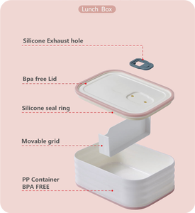 Fiambrera de plástico rectangular de 580ml, contenedores de alimentos Bento antibacterianos sin BPA con dos compartimentos - Product Image 6