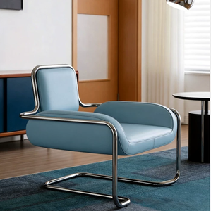 Sedia di Design Nordico in Acciaio Inox Stile Medievale, Poltrona Singola Minimalista di Lusso per Soggiorno e Reception - Product Image 3