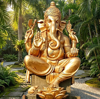 Statue de Ganesha à quatre bras en bronze coulé, style religieux antique, dimension personnalisable, pour temple ou salle.