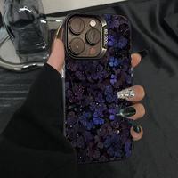 Coque de téléphone portable antichoc à motif floral dégradé violet foncé tendance pour iPhone 16 Plus 17 Air Pro Max