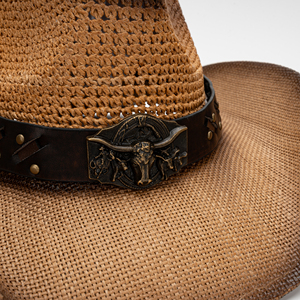 Mujeres y hombres Unisex Adultos Verano al aire libre Casual Sombrilla Sombreros de paja de vaquero Bandas de cuero de alta calidad con sombreros de paja occidentales - Product Image 3