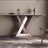 Table console contemporaine design de luxe italien avec lumière de rangement mur d'entrée décoratif pour porche couloir salon