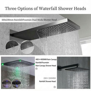 Ensemble de douche encastré de luxe en gros, ensemble de douche dissimulé mural, pomme de douche <span class=keywords><strong>noire</strong></span> <span class=keywords><strong>avec</strong></span> tuyau - Product Image 3