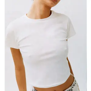 Custom Baby Tee Y2k Crop Top Thin Blank Shirt for Woman 100% Cotton Breathable High Quality T-shirt Short Top Crew Neck Knitted