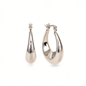 Orecchini a cerchio Boocation in oro bianco con goccia d'acqua, gioielli alla moda unisex E4500 - Product Image 1