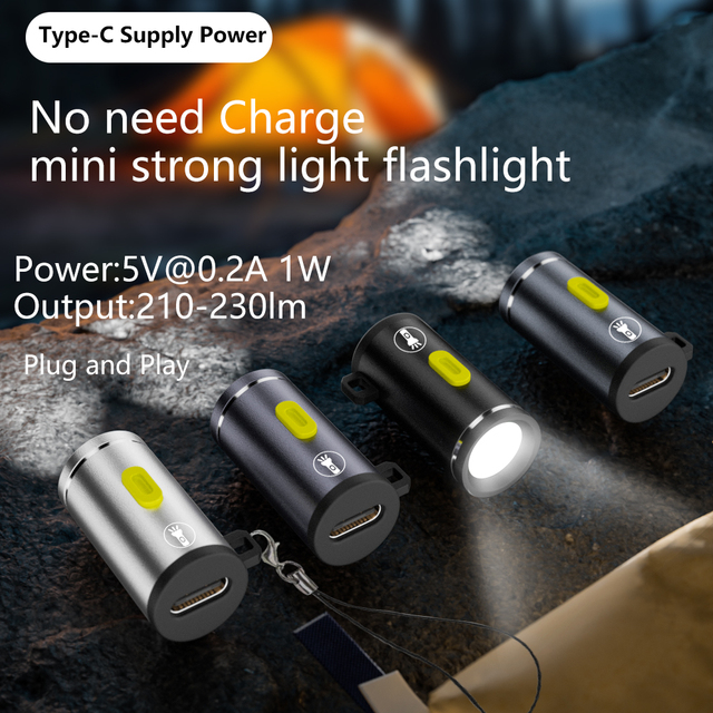 Factory Wholesale USB C Mini Flashlight Connect with Mobile Phone Power Bank High Brightness LedAdapter Outdoor Emergency Lights