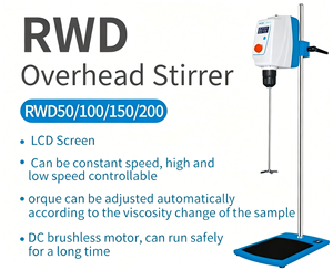 Mezclador Agitador Vertical RWD200 con Agitador Superior, Pantalla LCD, Capacidad de 100L para Productos Químicos, Motor sin Escobillas, Multifuncional - Product Image 3