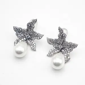 Pendientes delicados de plata de ley, joyería Vintage, Pendientes colgantes de perlas naturales de plata 100% 925 para mujer, Navidad