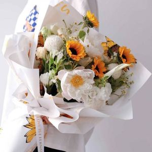 Luxury 58*58cm Sun Flower <b>Pattern</b> Printed Plastic Waterproof Flower Wrapping <b>Paper</b> for Florist Wrapper - Product Image 3