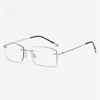 Lunettes photochromiques sans monture pour hommes, monture en métal légère, anti-lumière bleue, lunettes de lecture, changement de couleur jour/nuit