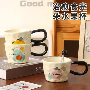 Retro Mug gốm với xử lý lớn Ins sứ vài cốc cà phê văn phòng cốc nước