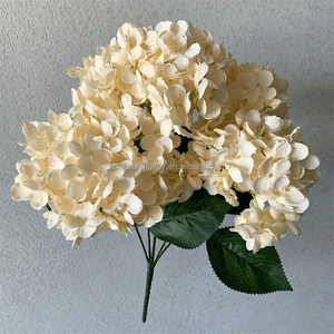 L-283 <span class=keywords><strong>Champagne</strong></span> 5 Têtes <span class=keywords><strong>de</strong></span> fleurs d'hortensia artificielles modernes et réalistes en soie douce, faites à la main, pour arche <span class=keywords><strong>de</strong></span> mariage, maison, hôtel - Product Image 4