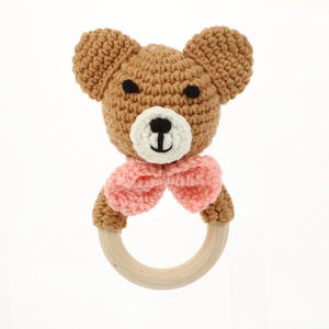 ของเล่นเด็กทำจากไม้ถักโครเชต์รูปกระต่าย,BPA ฟรีแหวนไม้ยางกัดสำหรับเด็กเขย่าเล่นในยิมโมบายของเล่นเพื่อการศึกษาสำหรับเด็กแรกเกิด - Product Image 3
