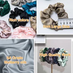 Groothandel 22 Mm 16Mm Zijde Scrunchies Satijn Big Scrunchies Design Zijden Haarband 100% Puur Zijde Scrunchie