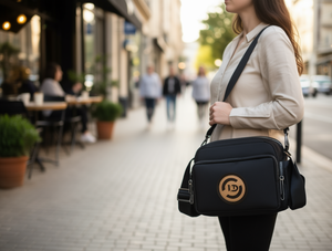 Borsa a Tracolla in Nylon per Donna, Colore Unico, Chiusura con Cerniera, Resistente per Uso Quotidiano - Product Image 2