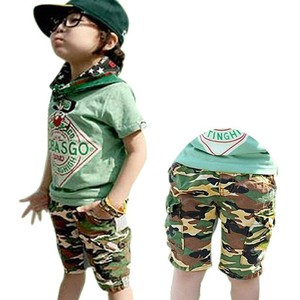 กางเกงขาสั้นเด็กผู้ชายลายพรางผ้าฝ้ายขายส่ง - Product Image 1
