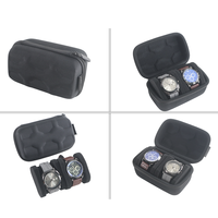 Étui de voyage rigide pour montres Jinhe JH002 à 2 emplacements en EVA, étanche, portable, avec fermeture éclair et mousse, noir