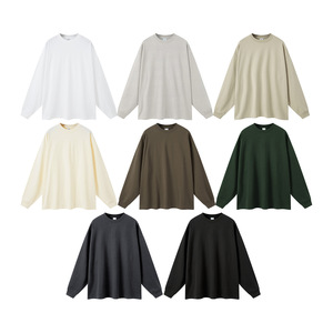 NeverStatic <span class=keywords><strong>Ropa</strong></span> de hombre Bajia Peso pesado Transpirable Casual Manga larga Juventud Otoño Invierno Color Algodón puro Camiseta suelta - Product Image 5