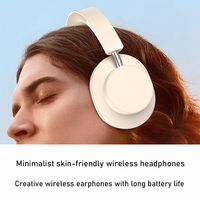Headphone nirkabel, headphone tanpa kabel, warna susu, hadiah, baterai tahan lama, headset headphone nirkabel