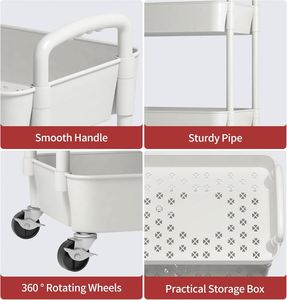 Chariot de cuisine moderne en plastique à roulettes, type autoportant, pour rangement d'outils et de vaisselle, outils de nettoyage inclus, directement de l'usine - Product Image 3